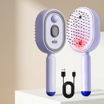 Lumora Beauty™ Elektrischer Kopfhaut-Spa-Kamm (Lila) – Selbstreinigende Entwirrungs-Massagebürste